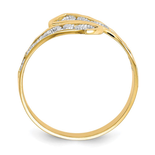 10k and White Rhodium Filigree Bypass Ring
