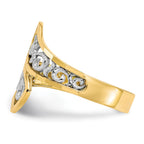10k and White Rhodium Filigree Bypass Ring