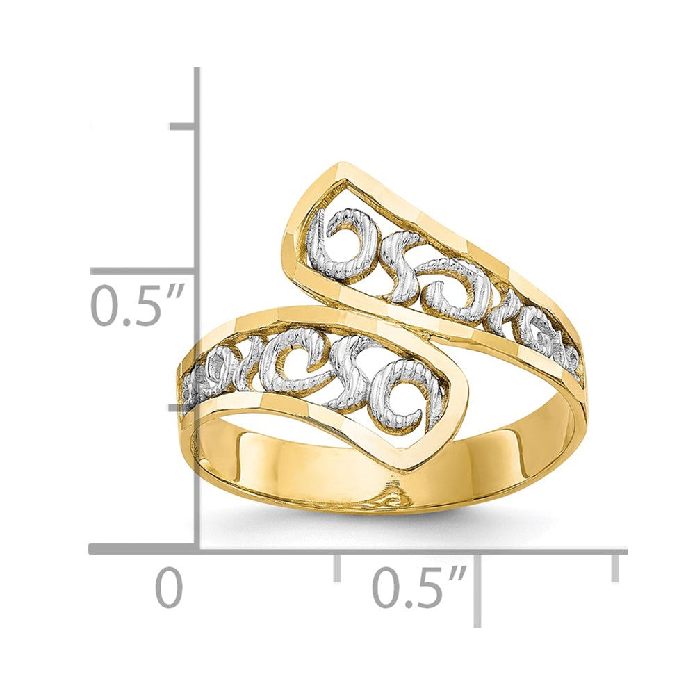 10k and White Rhodium Filigree Bypass Ring