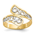 10k and White Rhodium Filigree Bypass Ring