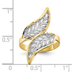 10K and White Rhodium Diamond-Cut Filigree Leaves Bypass Ring