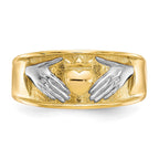 10k and White Rhodium Mens Claddagh Band