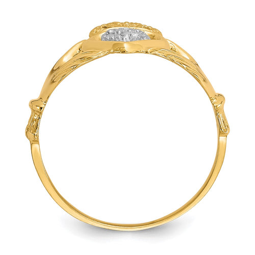 10k and White Rhodium Ladies Claddagh Ring