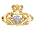 10k and White Rhodium Ladies Claddagh Ring