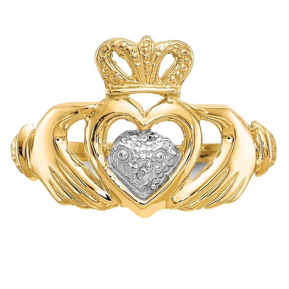 10k and White Rhodium Ladies Claddagh Ring