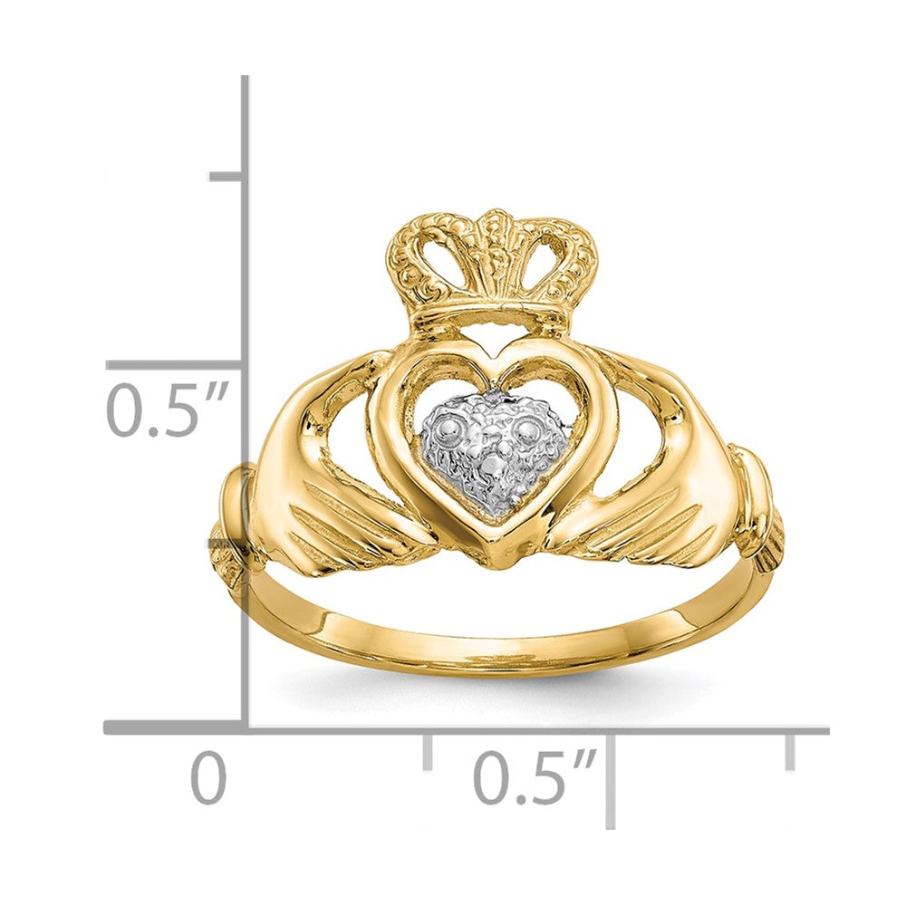10k and White Rhodium Ladies Claddagh Ring