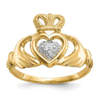 10k and White Rhodium Ladies Claddagh Ring