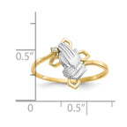 10k and White Rhodium Praying Hands CZ with Cross Ring