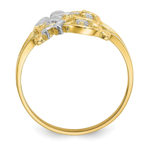 10k and White Rhodium CZ Angel with Hearts Ring