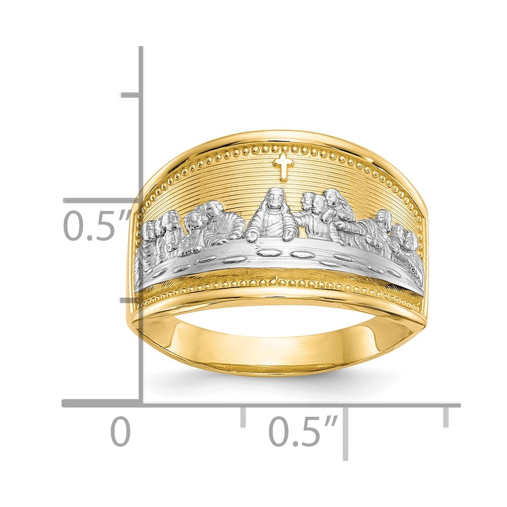 10k and White Rhodium Ladies Last Supper Ring
