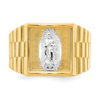 IB Goodman 10k and White Rhodium Mens Our Lady of Guadalupe Ring