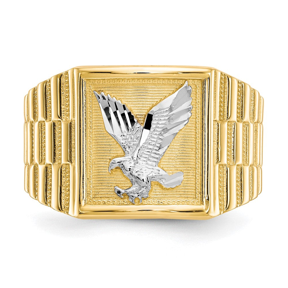 IB Goodman 10k and White Rhodium Mens Eagle Ring
