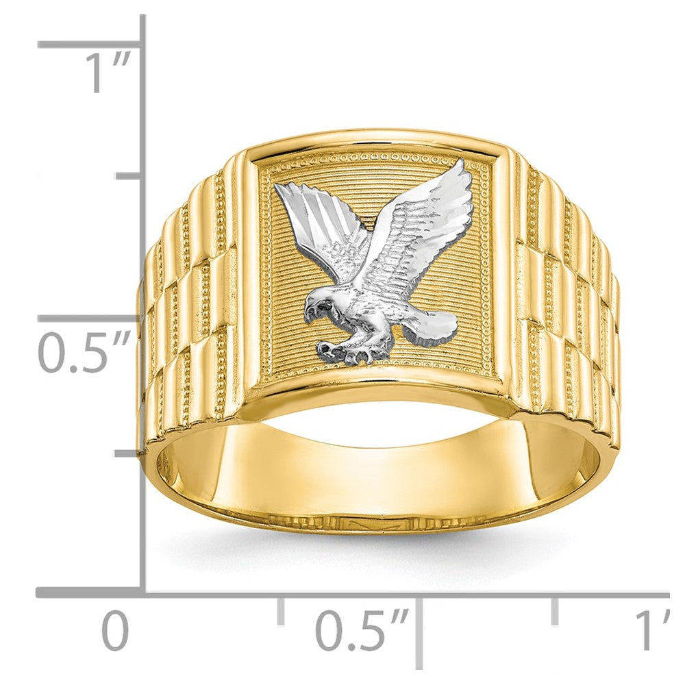 IB Goodman 10k and White Rhodium Mens Eagle Ring
