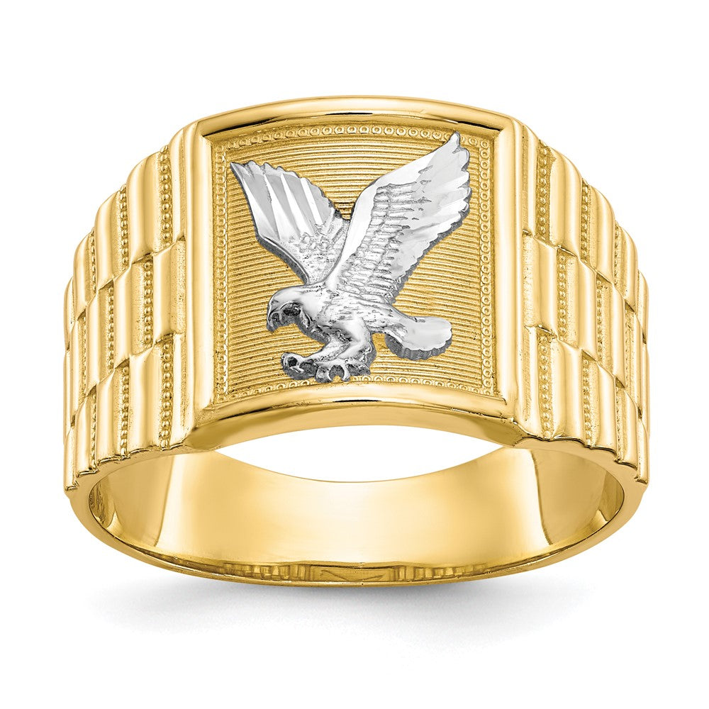 IB Goodman 10k and White Rhodium Mens Eagle Ring