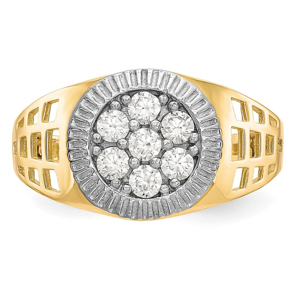 IB Goodman 10k and White Rhodium Mens CZ Cluster Ring