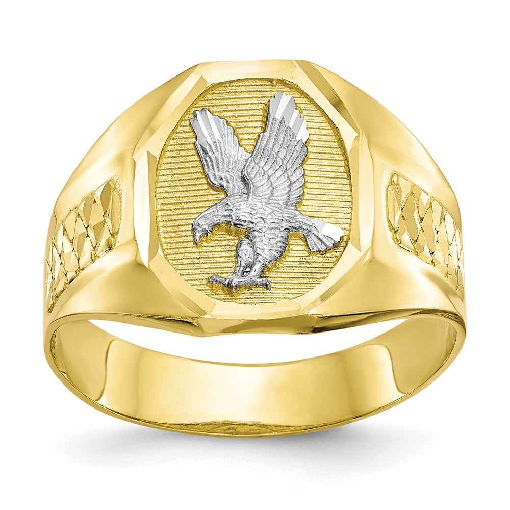 IB Goodman 10k and White Rhodium Mens Eagle Ring