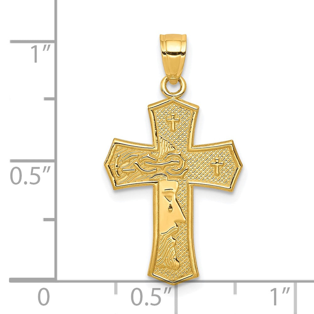 10K Passion Cross with Jesus Face Reversible Pendant