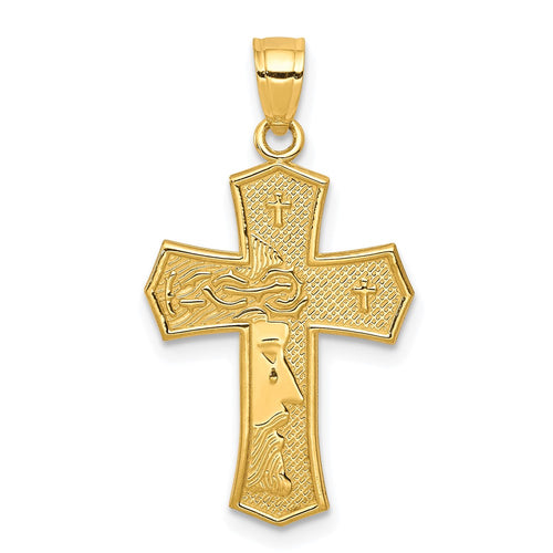 10K Passion Cross with Jesus Face Reversible Pendant