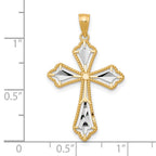 10K and White Rhodium Diamond-Cut Cross Pendant