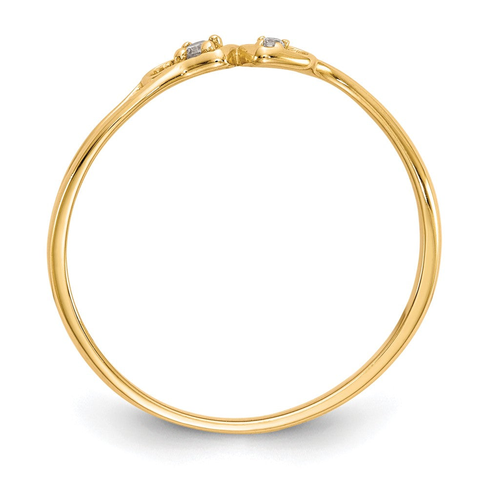 10k Double Heart CZ Ring
