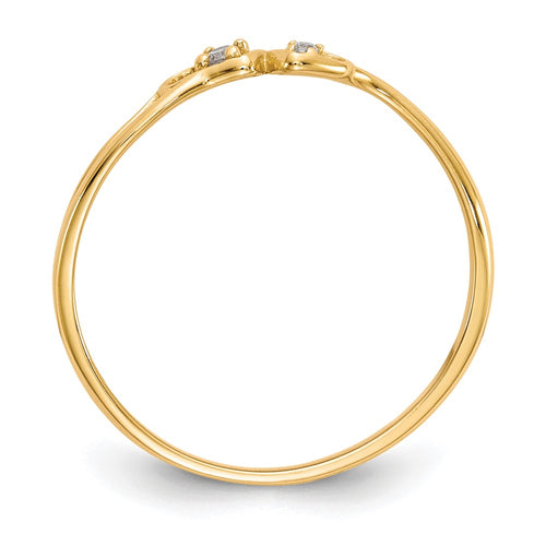 10k Double Heart CZ Ring