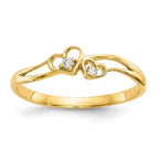 10k Double Heart CZ Ring
