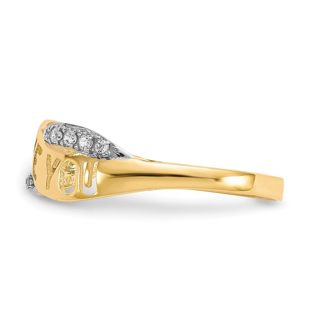 10K and White Rhodium CZ I LOVE YOU Ring