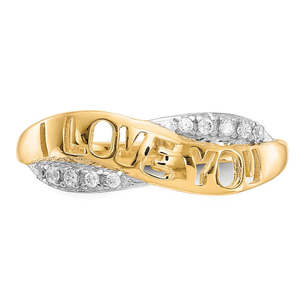 10K and White Rhodium CZ I LOVE YOU Ring