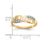 10K and White Rhodium CZ I LOVE YOU Ring