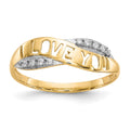 10K and White Rhodium CZ I LOVE YOU Ring