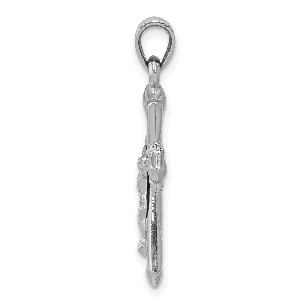 10k White Gold Reversible Crucifix / Cross Pendant