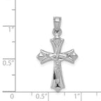 10k White Gold Reversible Crucifix / Cross Pendant