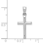 10k White Gold Polished Hollow Cross Pendant