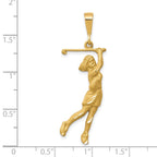 10K Satin Diamond-cut Female Golfer Charm