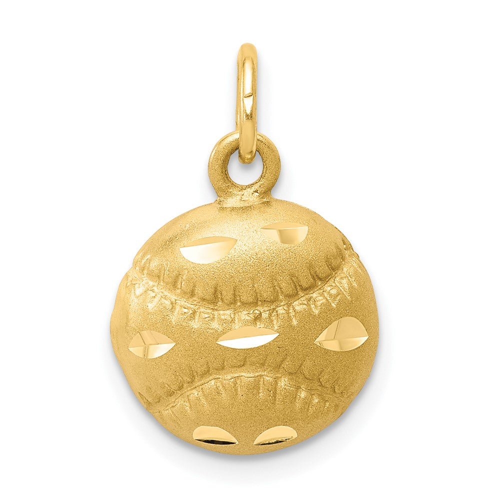 10K Satin Diamond-cut Baseball Charm