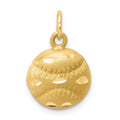 10K Satin Diamond-cut Baseball Charm