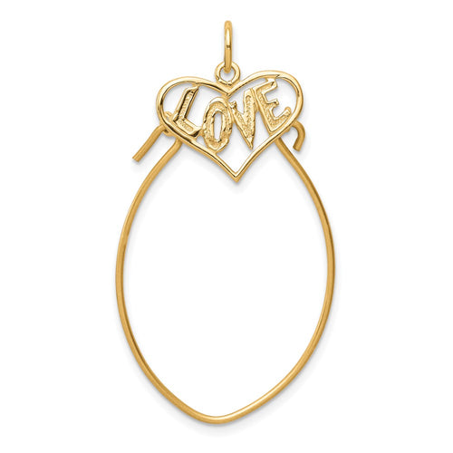 10K Polished Filigree LOVE Charm Holder