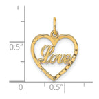 10K Polished LOVE in Heart Pendant