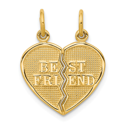 10K BEST FRIEND 2-Piece Break-Apart Heart Charm