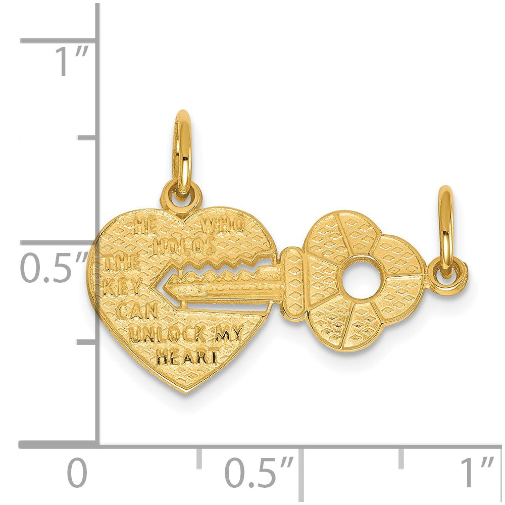 10K HE WHO HOLDS THE KEY. Heart and Key 2-Piece Break-apart Charm