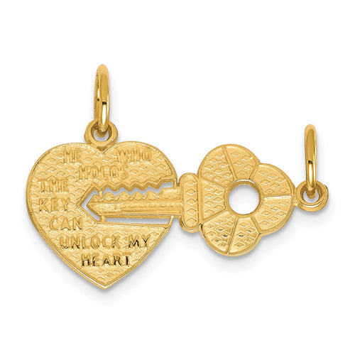 10K HE WHO HOLDS THE KEY. Heart and Key 2-Piece Break-apart Charm