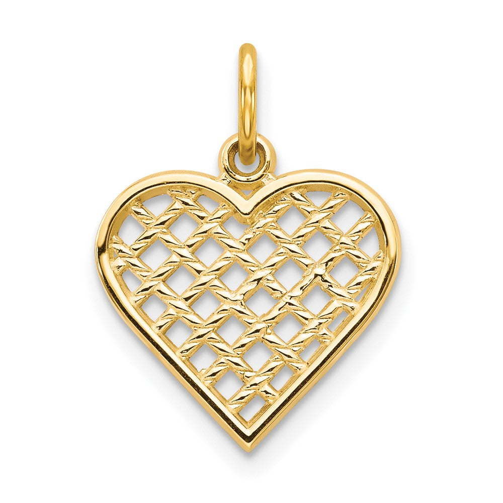 10k Basketweave Heart Charm