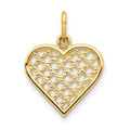 10k Basketweave Heart Charm