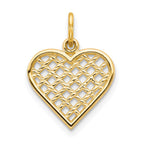 10k Basketweave Heart Charm