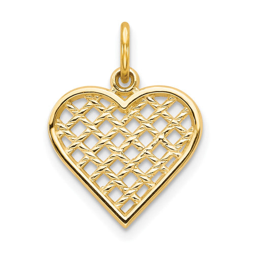 10k Basketweave Heart Charm