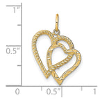 10k Double Heart Charm