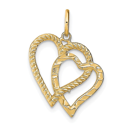 10k Double Heart Charm