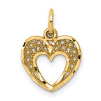 10k Diamond-cut Filigree Heart Charm