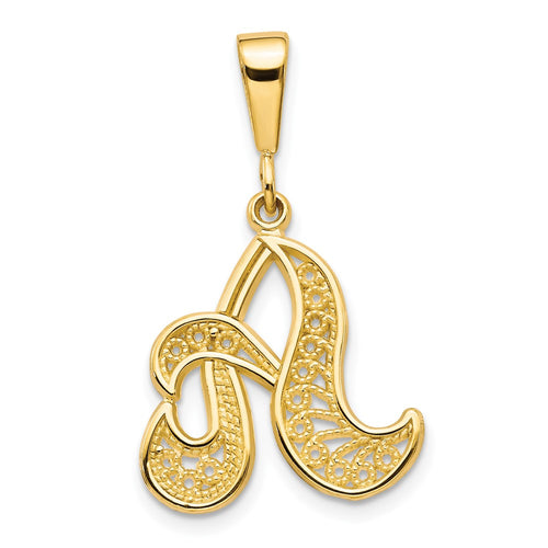 10k Large Filigree Initial A Pendant