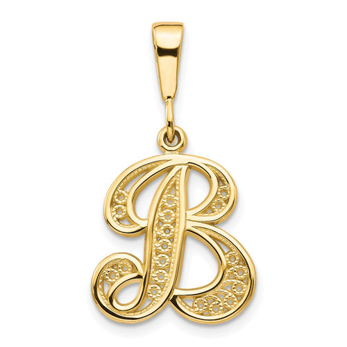 10k Large Filigree Initial B Pendant
